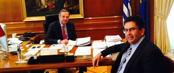 Συνάντηση του Δημάρχου Νάξου Μανόλη Μαργαρίτη με τον Πρωθυπουργό, Αντώνη Σαμαρά