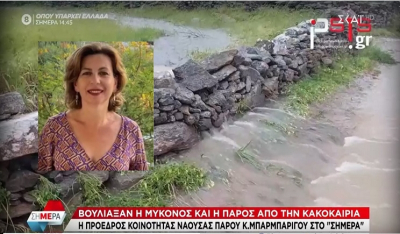 Κ. Μπαρμπαρίγου - Πρ. Κοιν. Νάουσας Πάρου: «Πολύ καλύτερη η εικόνα, τα νερά υποχώρησαν - Έχουμε πολλές ζημιές στο οδικό δίκτυο» (βίντεο)