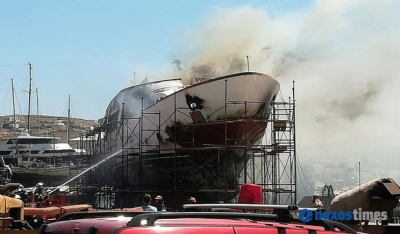 Εκδήλωση πυρκαγιάς σε ανελκυσμένο Ε/Γ-Τ/Ρ πλοίο στη Σύρο