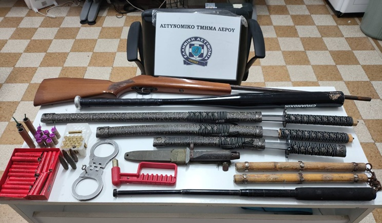 Συνελήφθησαν δύο ημεδαποί για κατοχή ειδών πυροτεχνίας και παράνομη οπλοκατοχή στη Λέρο
