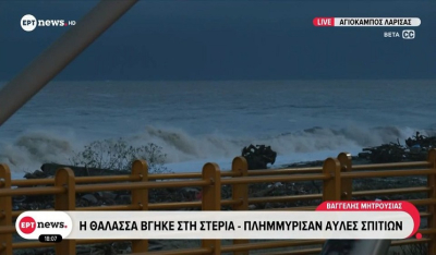 Αγιόκαμπος Λάρισας: Πλημμύρισαν δρόμοι, κορμοί δέντρων έκλεισαν την κυκλοφορία (Βίντεο)