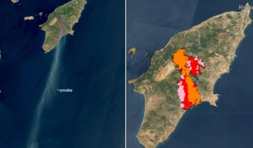 Φωτιά στη Ρόδο: Ανατριχιαστικές δορυφορικές εικόνες από τον «Κοπέρνικο» - Έχουν καεί πάνω από 114.000 στρέμματα