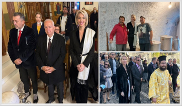 Επίσκεψη της Κατερίνας Μονογυιού στη Σαντορίνη για την μεγάλη γιορτή της Υπαπαντής