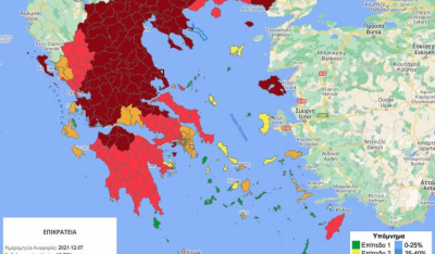 Νέος επιδημιολογικός χάρτης: Και η Λακωνία στο «βαθύ κόκκινο»