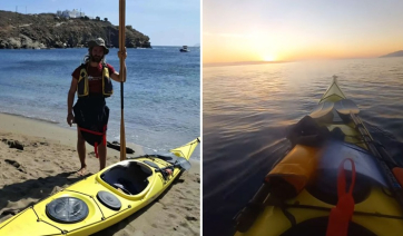 Ταξίδεψε από την Κύθνο στη Σίφνο με καγιάκ για να διαμαρτυρηθεί για την ακτοπλοϊκή σύνδεση (βίντεο)