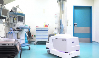 Το ρομπότ Τάλως που έστειλε η ΕΕ απολυμαίνει το νοσοκομείο Παπαγεωργίου