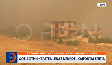 Ένας ηλικιωμένος νεκρός από τη φωτιά στην Κερατέα (Βίντεο)