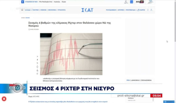 Σεισμός 4 βαθμών της κλίμακας Ρίχτερ στον θαλάσσιο χώρο ΝΔ της Νισύρου (βίντεο)