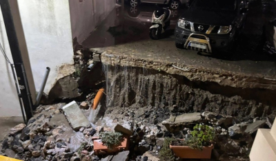 Kακοκαιρία Adel: Μεγάλες ζημιές στη Σαντορίνη - Κατολισθήσεις, πλημμύρες και κατάρρευση τοιχίου (βίντεο)