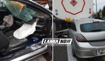 Ι.Χ “σφήνωσε” κάτω από βυτιοφόρο / Αποφεύχθησαν τα χειρότερα