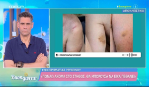 Επιχειρηματίας Μυκόνου: «Με τράβηξαν, μου έβαλαν χειροπέδες και χτύπησα το κεφάλι μου στην πόρτα» (βίντεο)