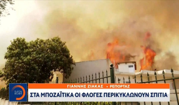 Πάτρα: Στα Μποζαϊτικα οι φλόγες περικυκλώνουν σπίτια (Βίντεο)