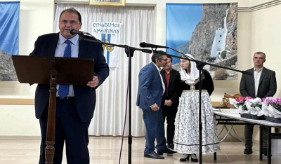 Ο Δήμαρχος Αμοργού στην εορτή του Συνδέσμου Αμοργίνων για την Παναγία Χοζοβιώτισσα