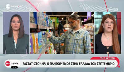 ΕΛΣΤΑΤ: Στο 1,9% ο πληθωρισμός στην Ελλάδα τον Σεπτέμβριο (Βίντεο)
