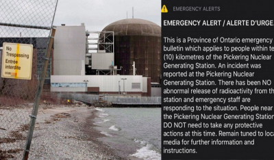 Καναδάς: Πανικός σε χιλιάδες κατοίκους από λάθος SMS για «περιστατικό» σε πυρηνικό σταθμό
