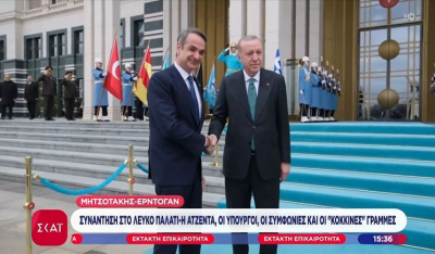 Τα πρώτα πλάνα από την συνάντηση Μητσοτάκη - Ερντογάν στο "Λευκό Παλάτι" (Βίντεο)
