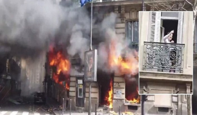 Εικόνες Marfin στο Παρίσι: Τα «Κίτρινα Γιλέκα» πυρπόλησαν τράπεζα