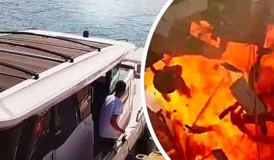 Τινάχτηκε στον αέρα ταχύπλοο με δυο επιβαίνοντες στο Μπόντρουμ (βίντεο)