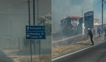 Ανεξέλεγκτη η φωτιά στην Κερατέα: Καίγονται σπίτια