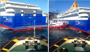 Η στιγμή που το Blue Star Patmos βγαίνει από τα ναυπηγεία της Ελευσίνας - Το πλοίο ξεκινά δρομολόγια στα Δωδεκάνησα από την Πέμπτη 8 Φεβρουαρίου