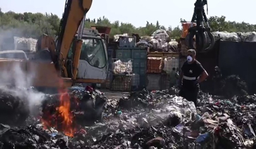 Φωτιά στις εγκαταστάσεις της Ανακύκλωσης Αιγαίου στη Μυτιλήνη (βίντεο)